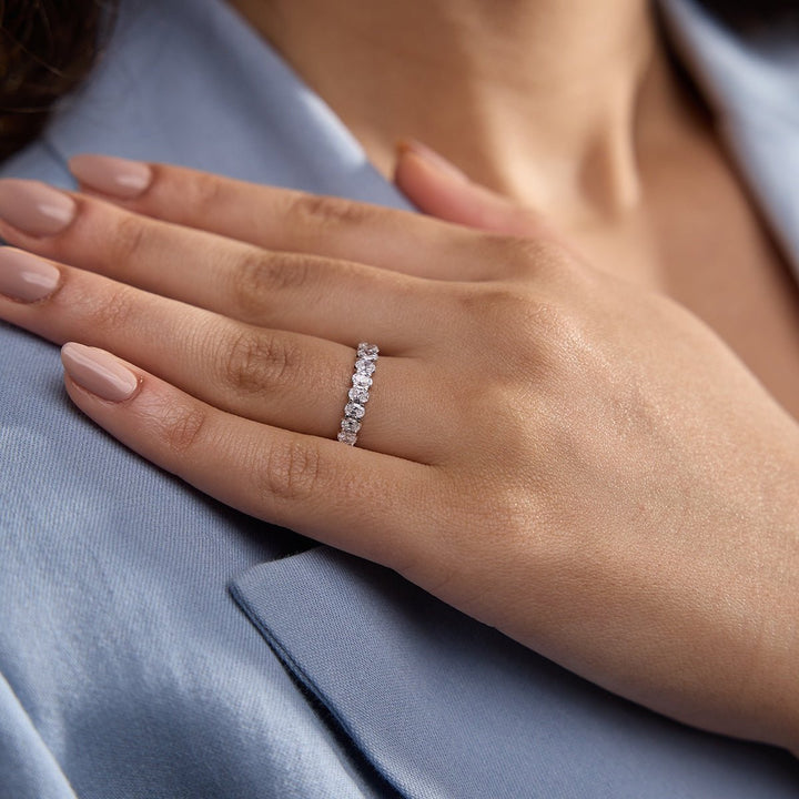 Oval FG - VS2 Lab Grown Diamond Half Eternity Wedding Band - Doozy Diamonds