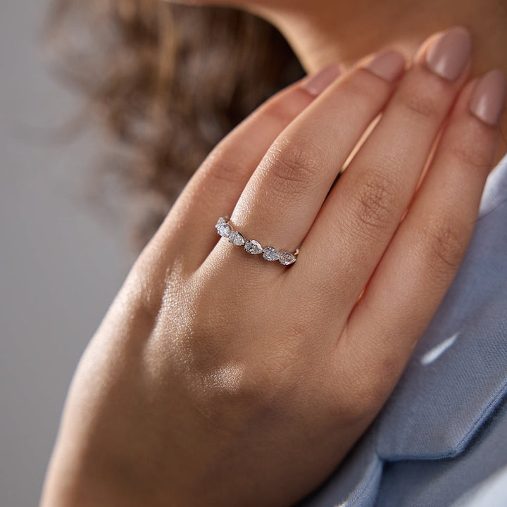 Pear FG - VS2 Lab Grown Diamond Half Eternity Wedding Band - Doozy Diamonds
