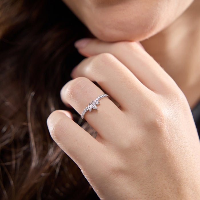 Marquise & Round FG - VS2 Lab Grown Diamond Chevron Wedding Band - Doozy Diamonds
