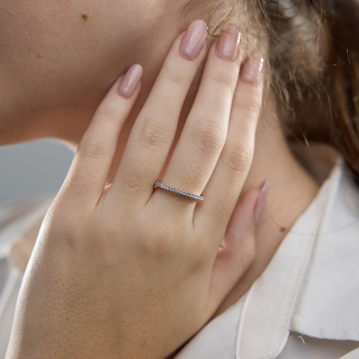 Round FG - VS2 Lab Grown Diamond French Prong Half Eternity Band - Doozy Diamonds