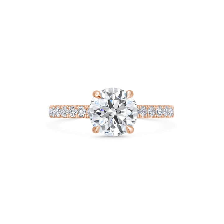 Round cut pave engagement ring with IGI certified center diamond