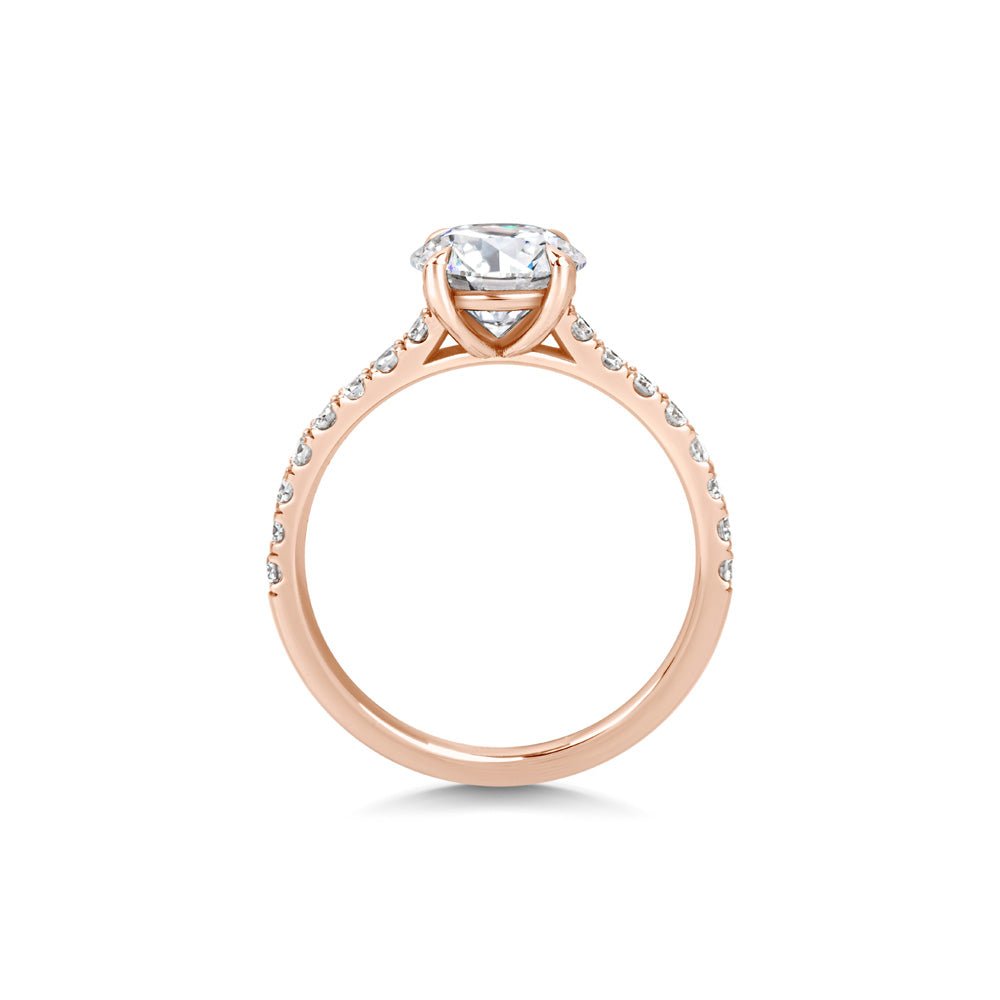 Round pave engagement ring with certified lab grown diamond