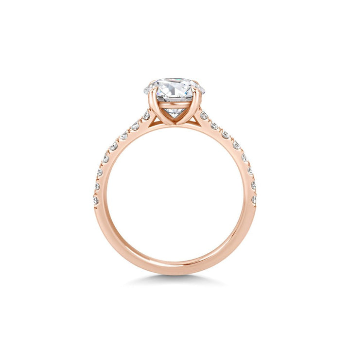 Round pave engagement ring with certified lab grown diamond