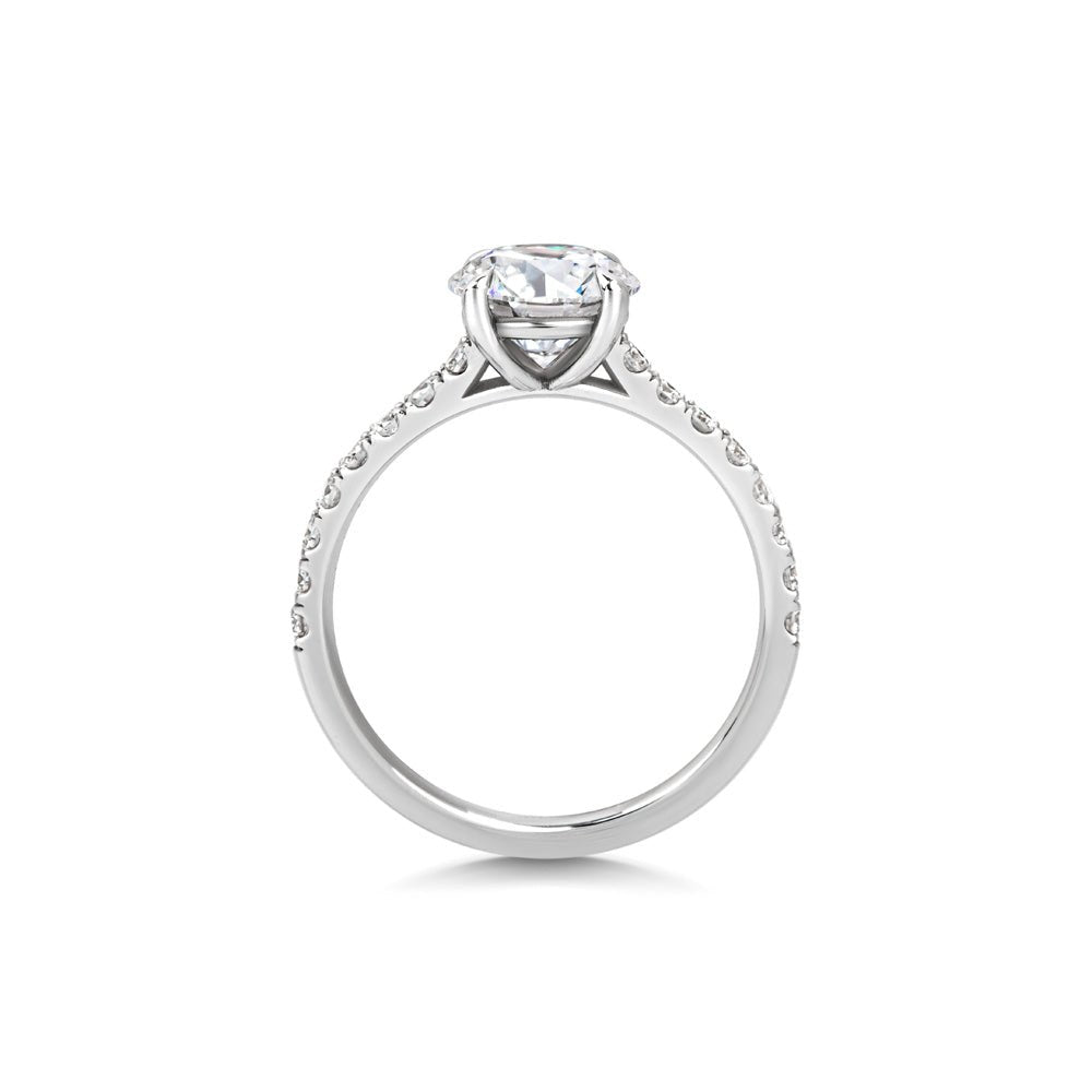 Round cut diamond ring worn on hand