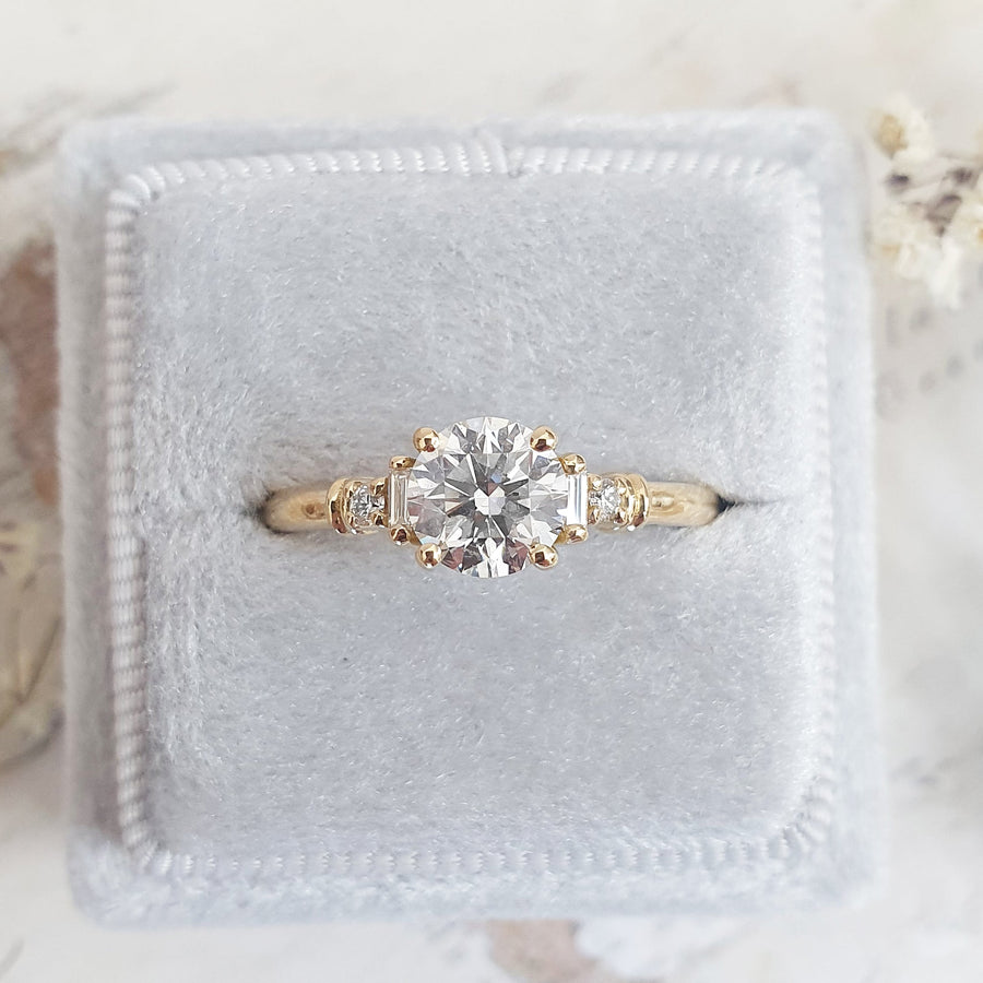 1.0CT round five stone lab grown diamond engagement ring for sale