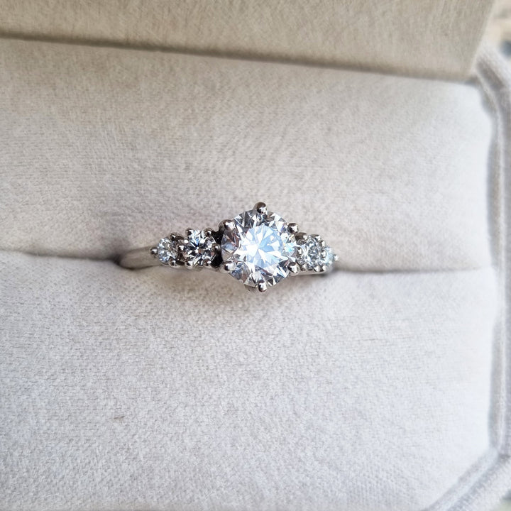 Shop the round cut five stone engagement ring collection online