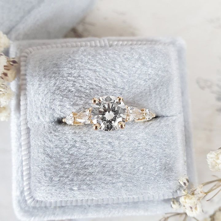 1.0CT round five stone lab grown diamond engagement ring for sale