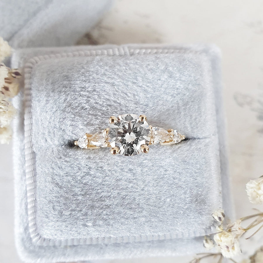 1.0CT round five stone lab grown diamond engagement ring for sale