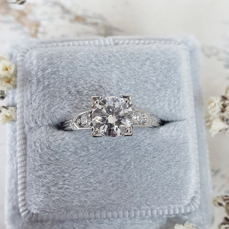Shop round three stone lab grown diamond engagement ring