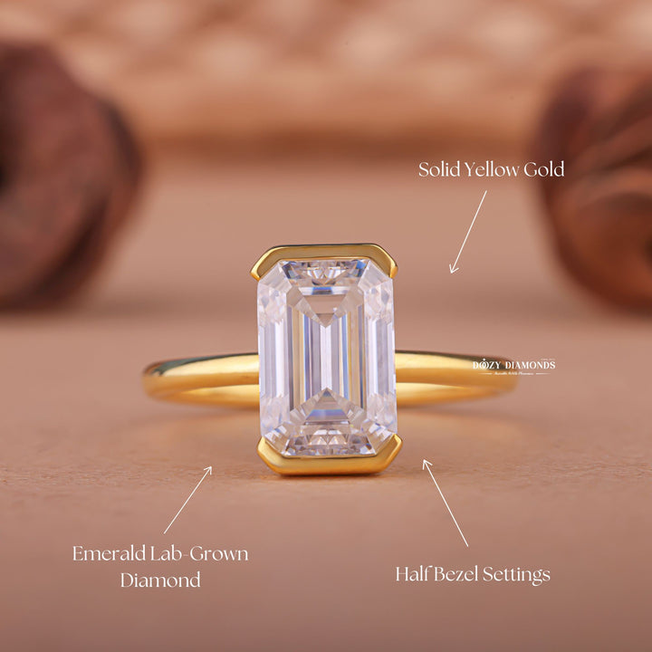 Classic emerald bezel engagement ring crafted for everyday wear