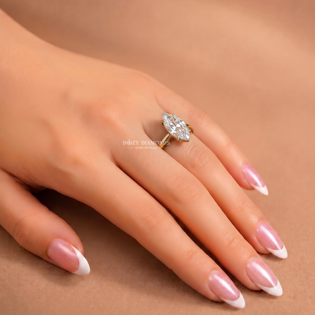 2.0CT Marquise Cut E/VVS2 Solitaire Lab Grown Diamond Engagement Ring