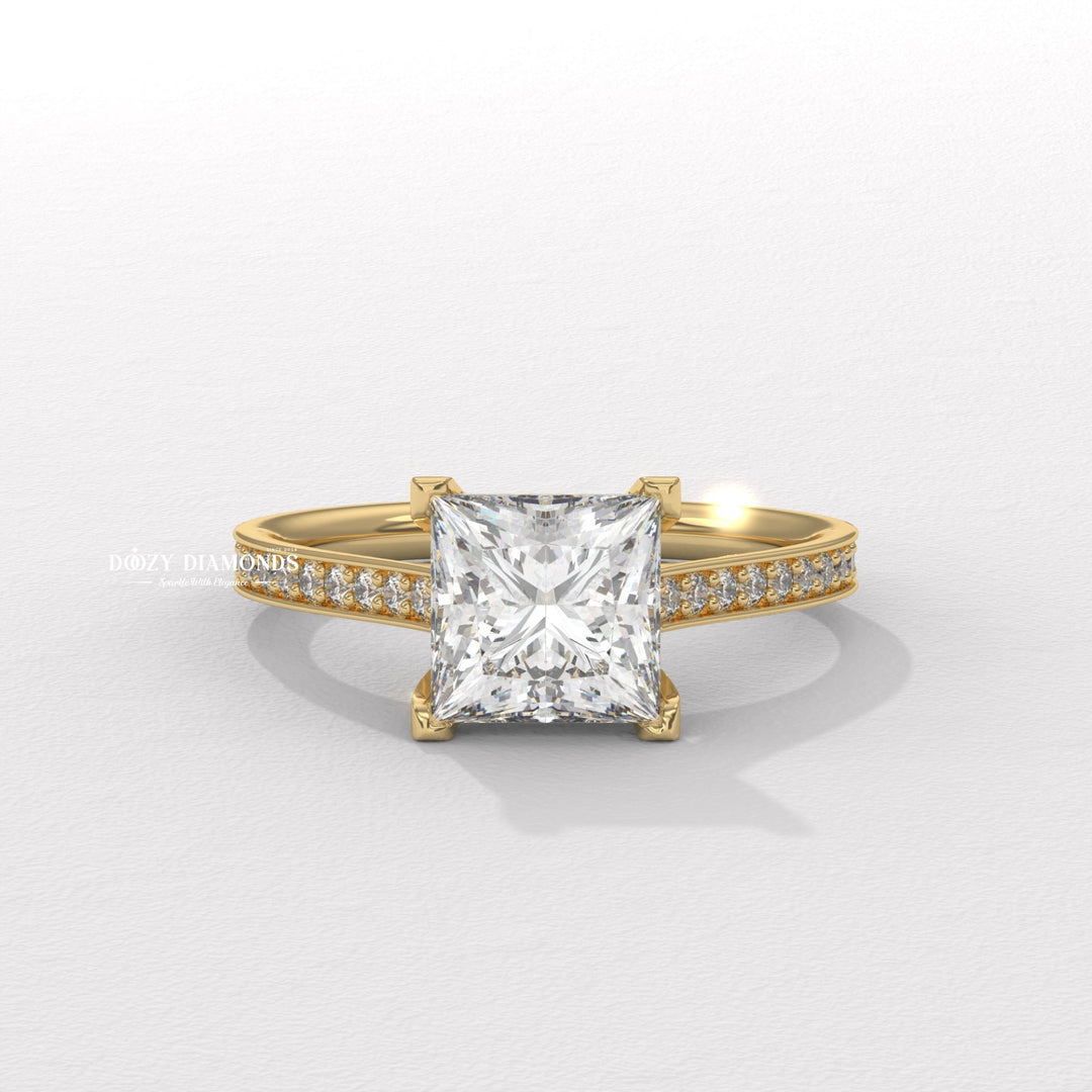 Princess solitaire lab grown diamond engagement ring for sale