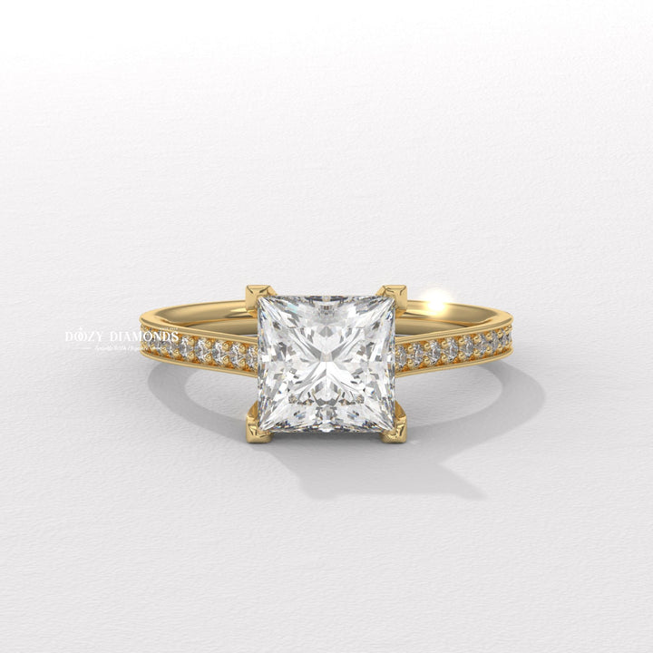 Princess solitaire lab grown diamond engagement ring for sale