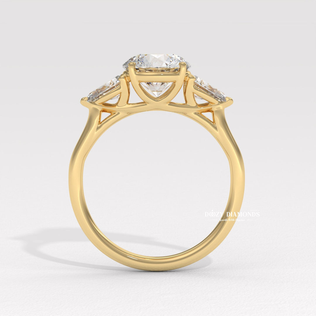 Round solitaire lab grown diamond ring fitted on finger