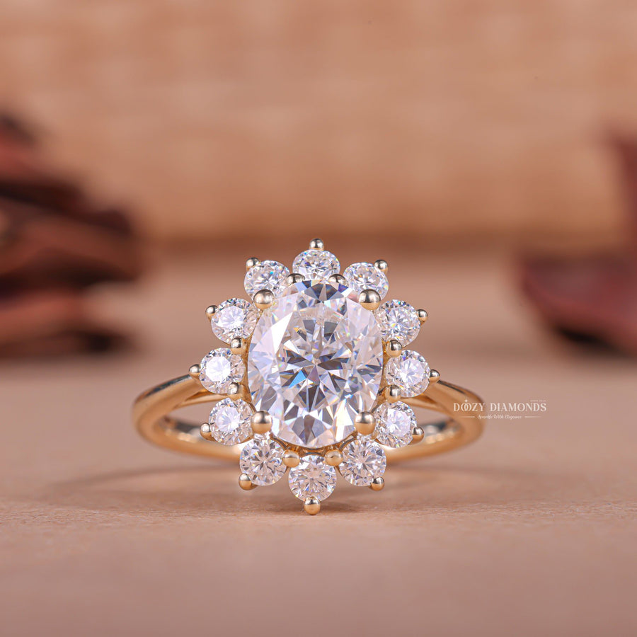2.0CT oval cut halo engagement ring available to buy now