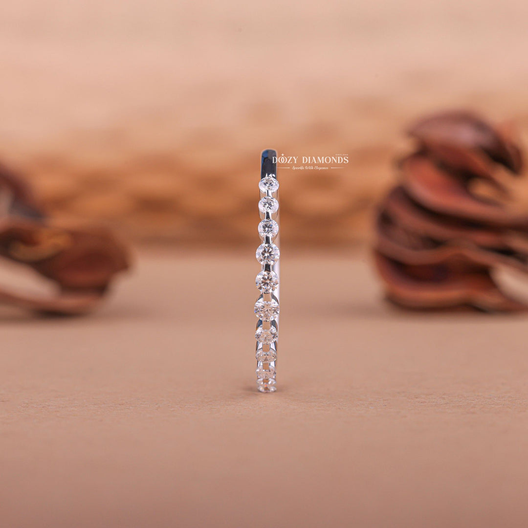 Round round diamond wedding band front view