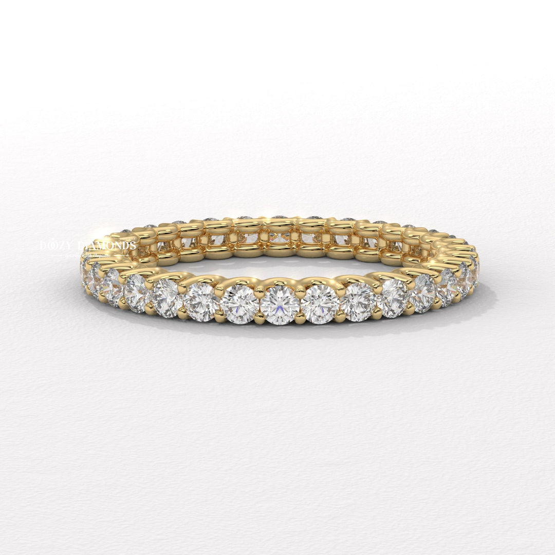 Stackable round diamond wedding band front view