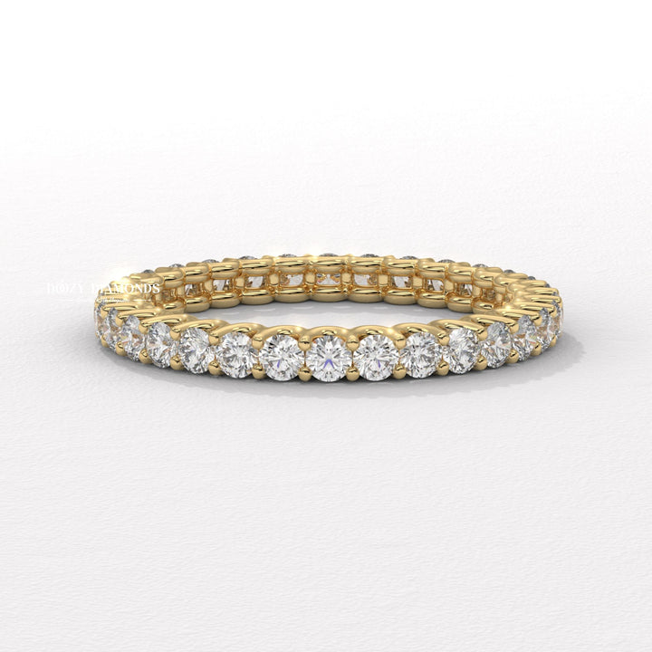 Stackable round diamond wedding band front view