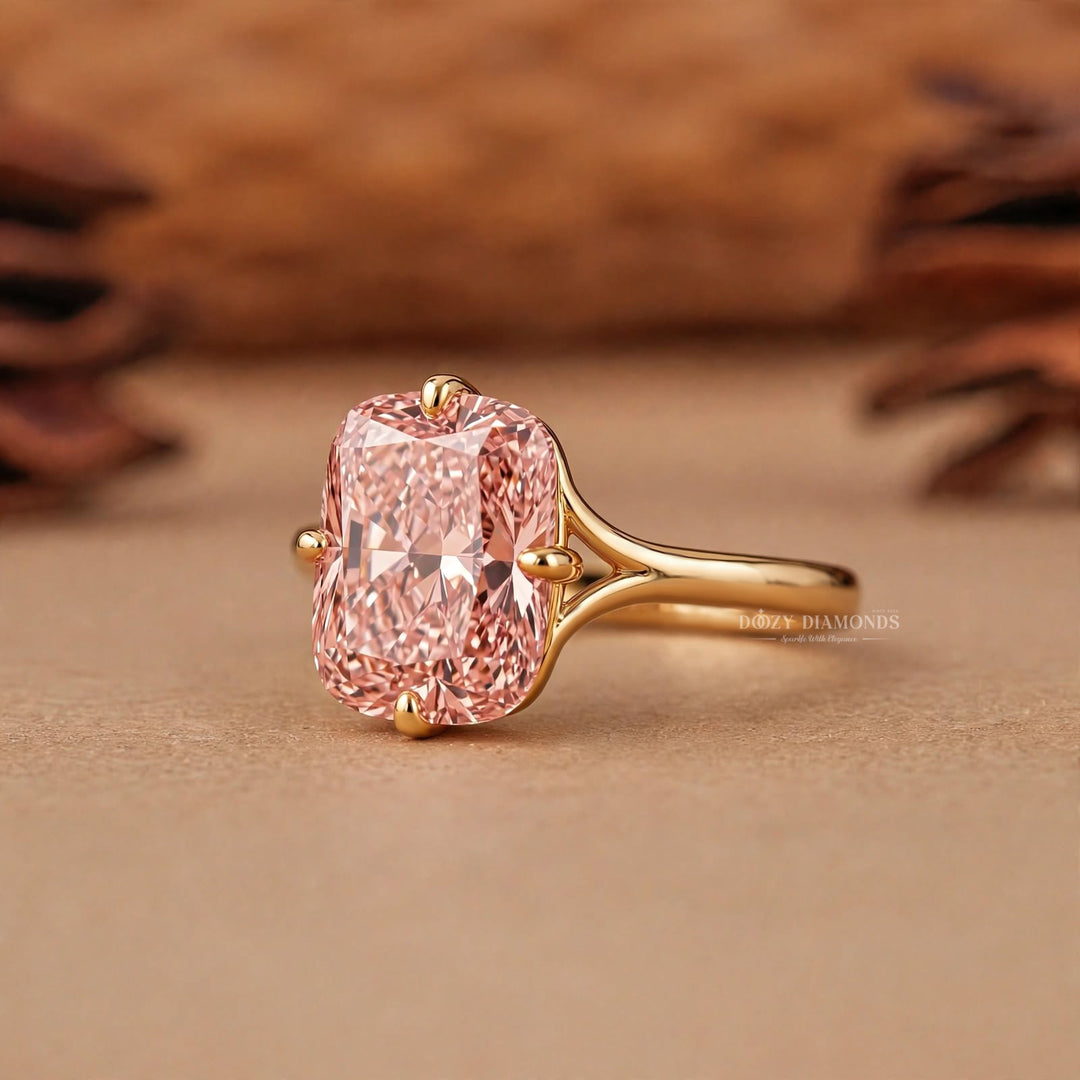 2.50CT Pink Cushion Split Shank Lab Grown Diamond Solitaire Engagement Ring