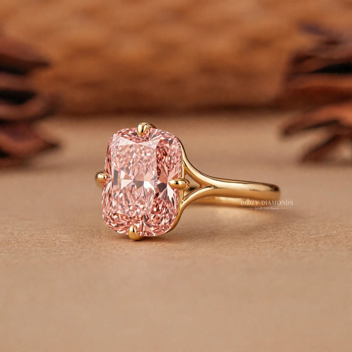 2.50CT Pink Cushion Split Shank Lab Grown Diamond Solitaire Engagement Ring