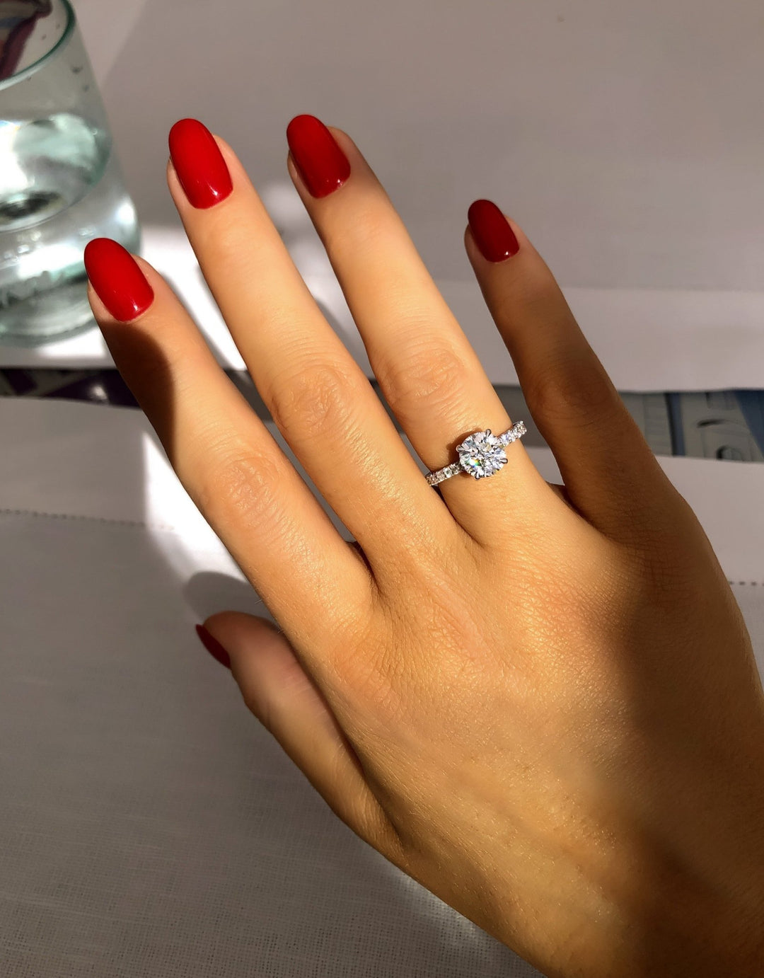 1.5CT round cut pave engagement ring available to buy now