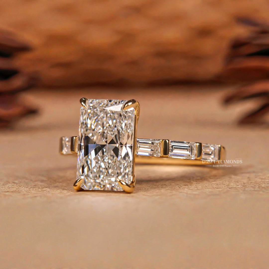 2.50CT Radiant F/VVS1 Lab Grown Diamond Pave Engagement Ring