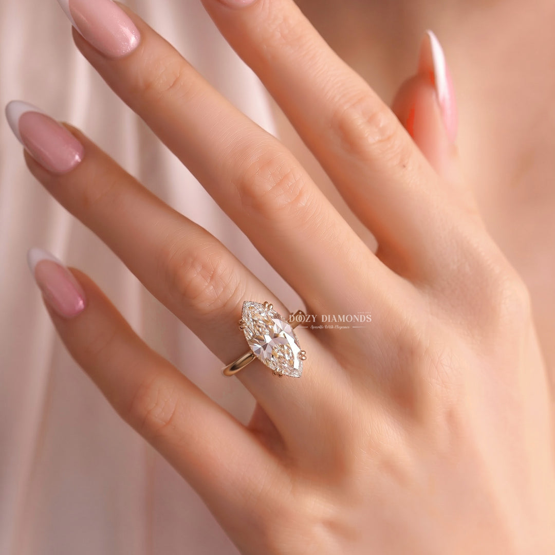 2.0CT Marquise Cut E/VVS2 Solitaire Lab Grown Diamond Engagement Ring