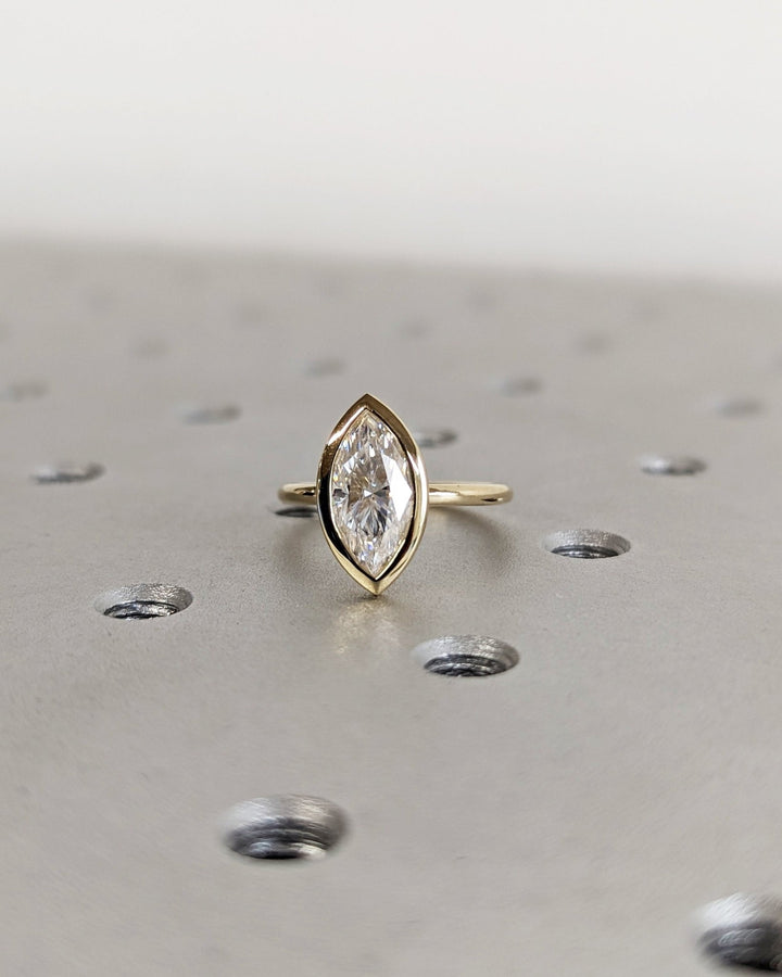 1.50CT marquise bezel lab grown diamond engagement ring for sale