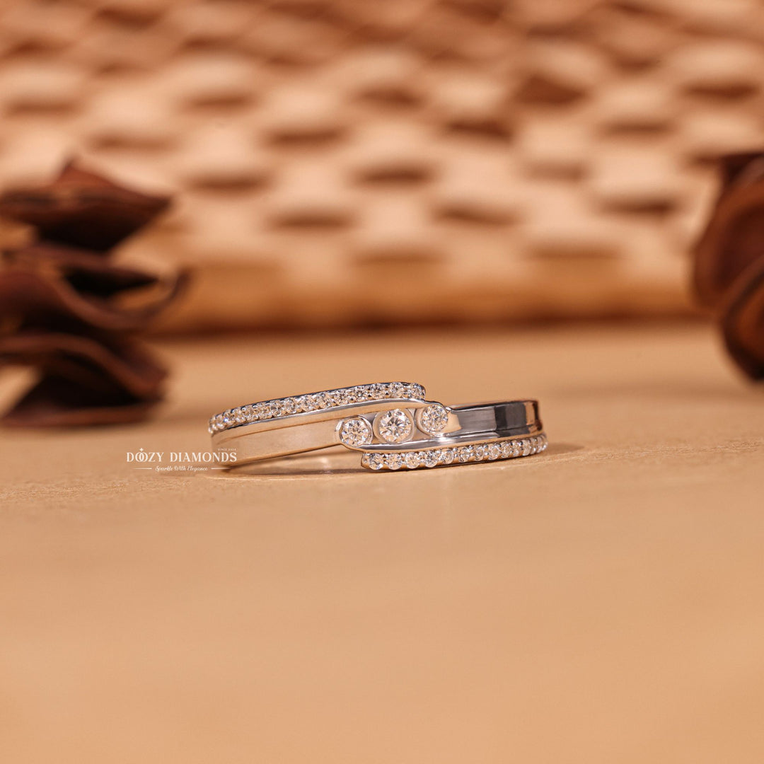 Round round diamond wedding band front view