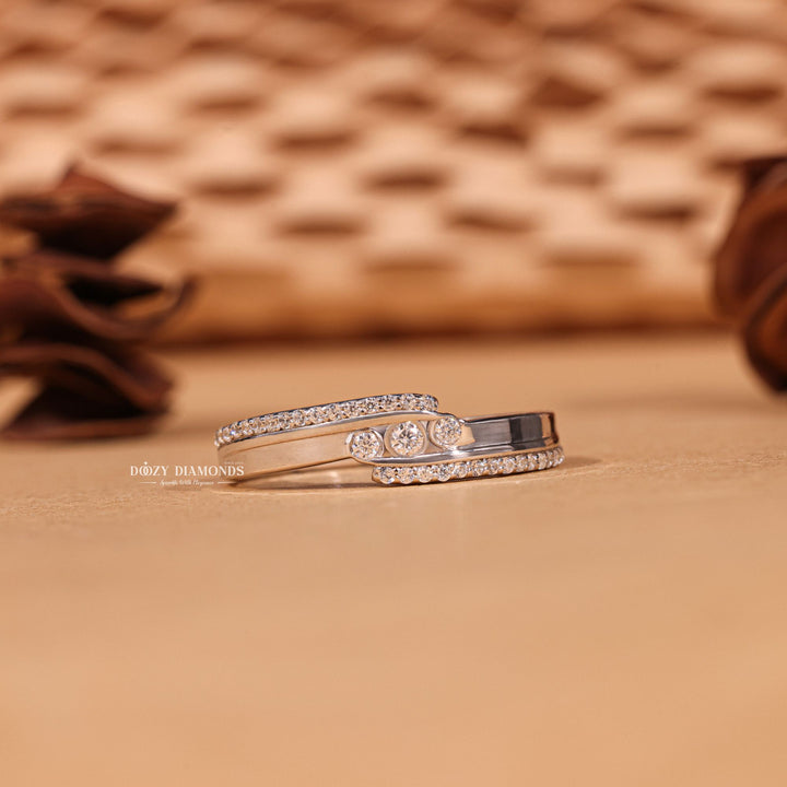 Round round diamond wedding band front view