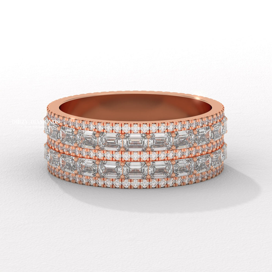 Baguette Eternity lab grown diamond band worn on hand