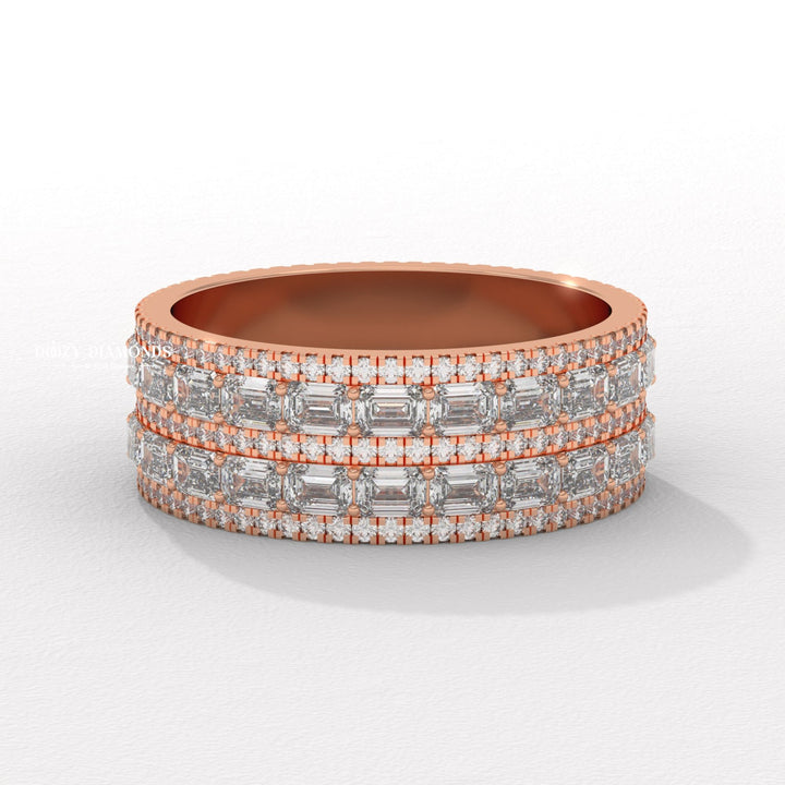 Baguette Eternity lab grown diamond band worn on hand