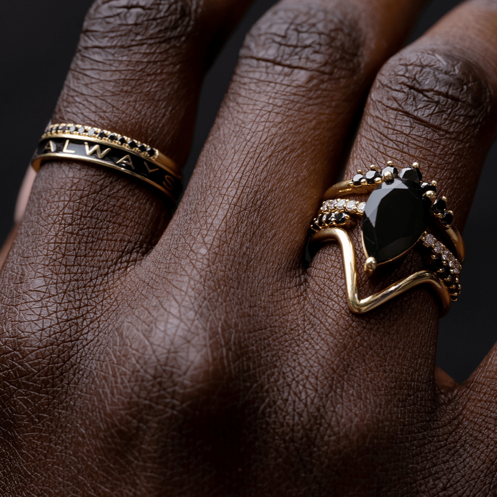 14K Solid Yellow Gold Unique V Shape Plain Wedding Band - Doozy Diamonds