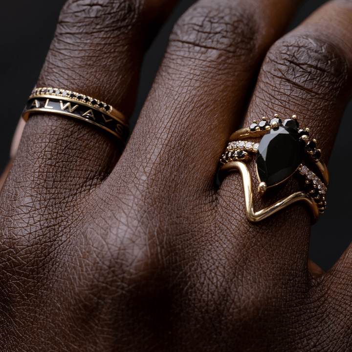 14K Solid Yellow Gold Unique V Shape Plain Wedding Band - Doozy Diamonds