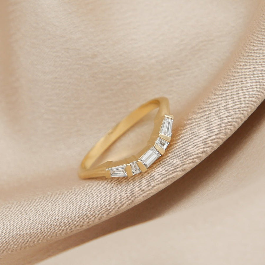 Baguette baguette diamond wedding band front view