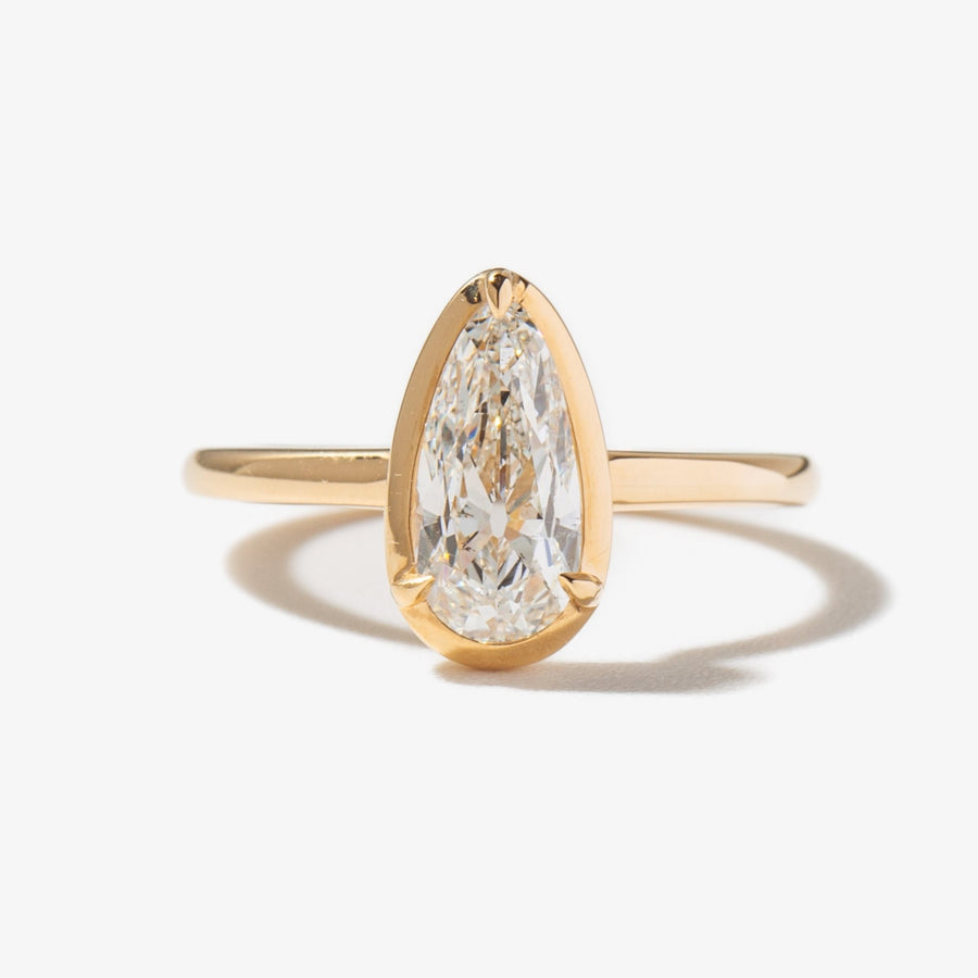 1.50CT - 2.50CT Elongated Pear Cut Lab Grown Diamond Classic Bezel Engagement Ring - Doozy Diamonds
