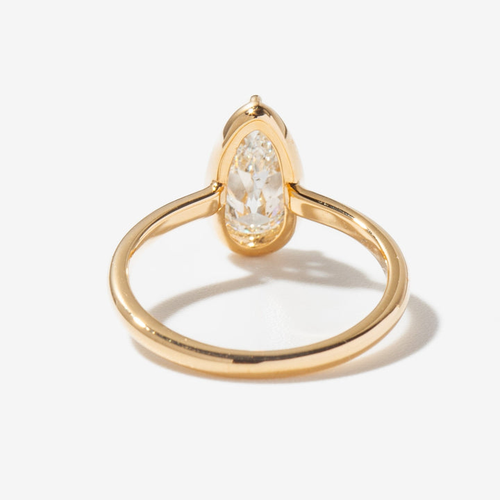 1.50CT - 2.50CT Elongated Pear Cut Lab Grown Diamond Classic Bezel Engagement Ring - Doozy Diamonds