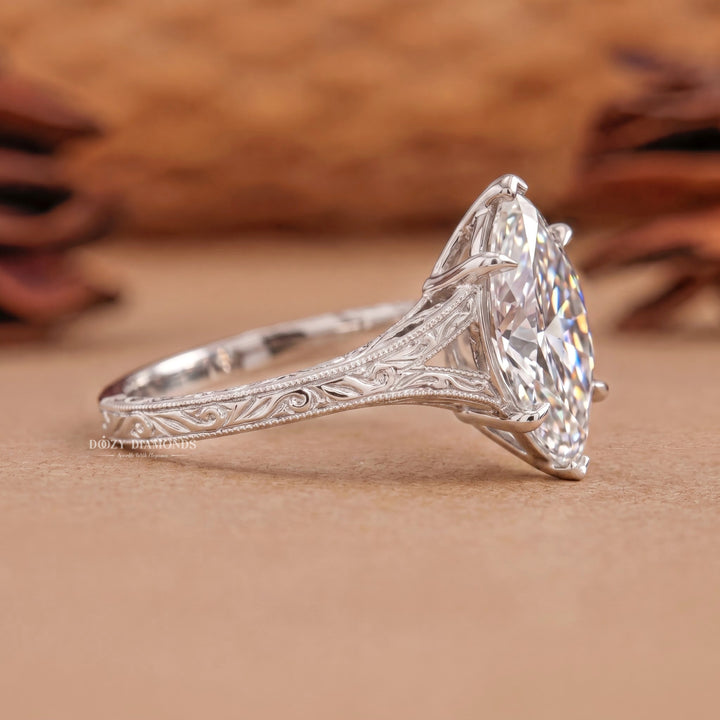 2.50CT Marquise E/VS2 Lab Grown Diamond Vintage Split Shank Engagement Ring