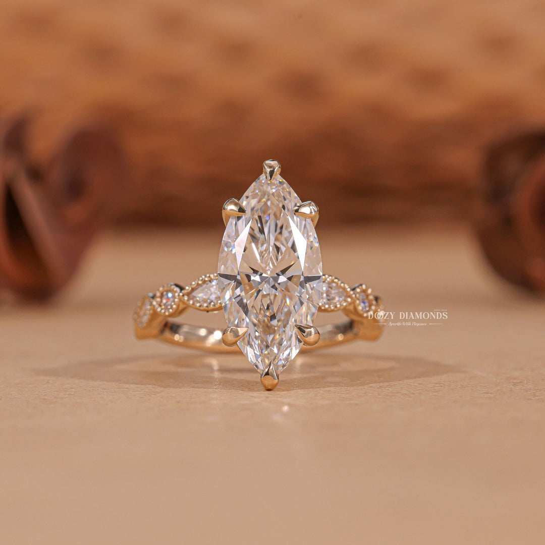 Shop marquise vintage lab grown diamond engagement ring