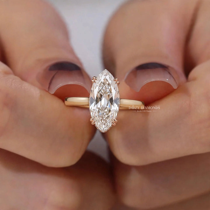 2.0CT Marquise Cut E/VVS2 Solitaire Lab Grown Diamond Engagement Ring