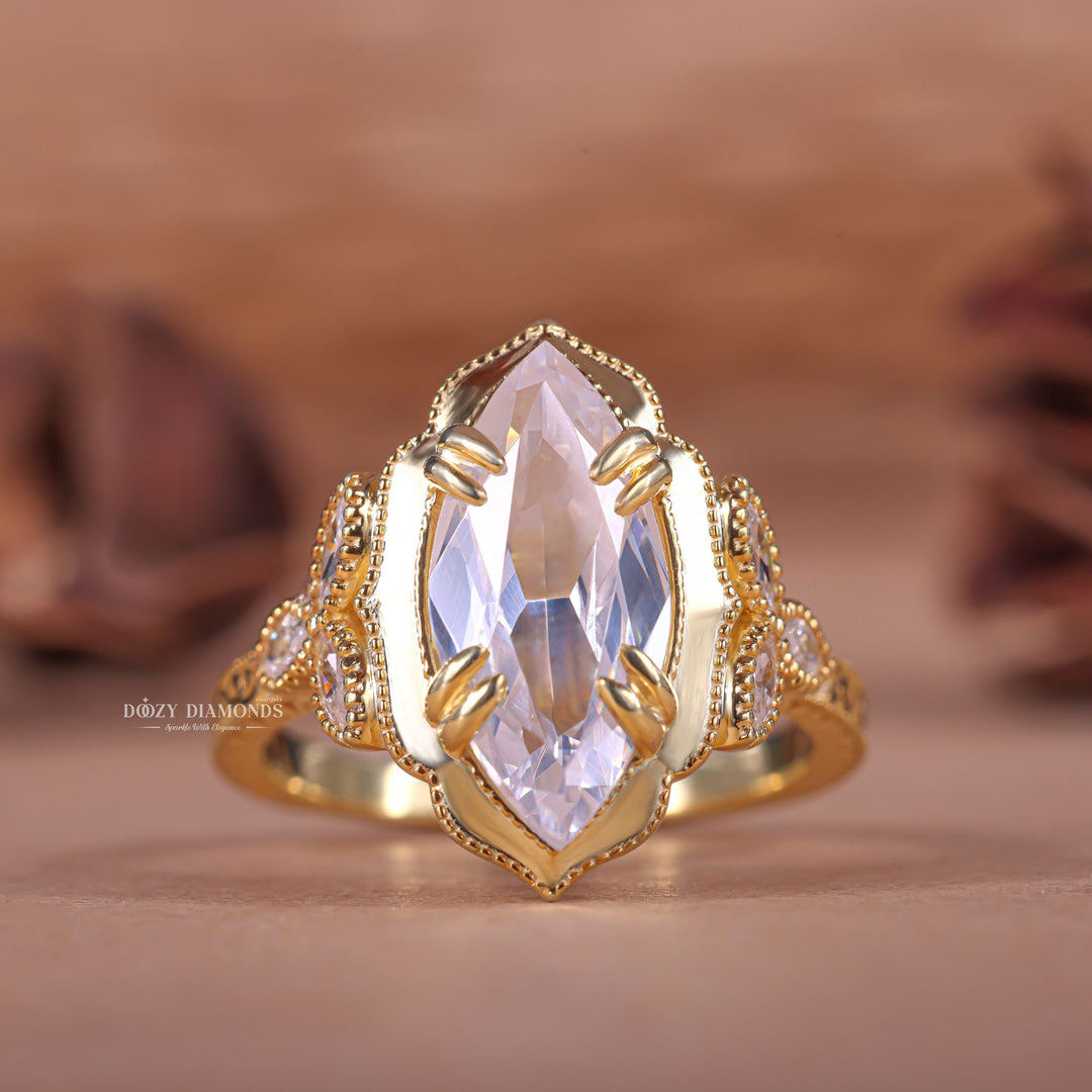 Marquise vintage lab grown diamond engagement ring for sale
