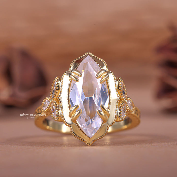 Marquise vintage lab grown diamond engagement ring for sale
