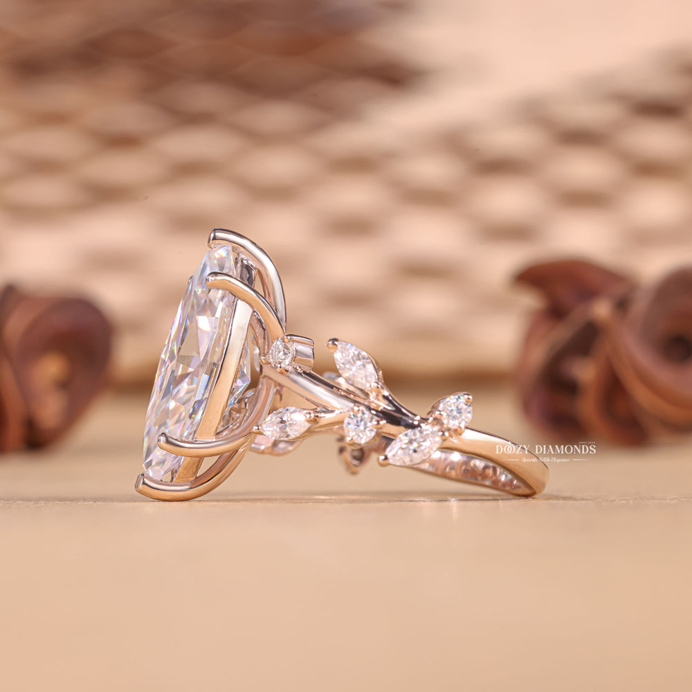 Marquise cut diamond ring worn on hand