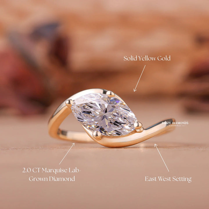 2.0CT-3.0CT East West Marquise E/VS1 Lab Grown Diamond Engagement Ring