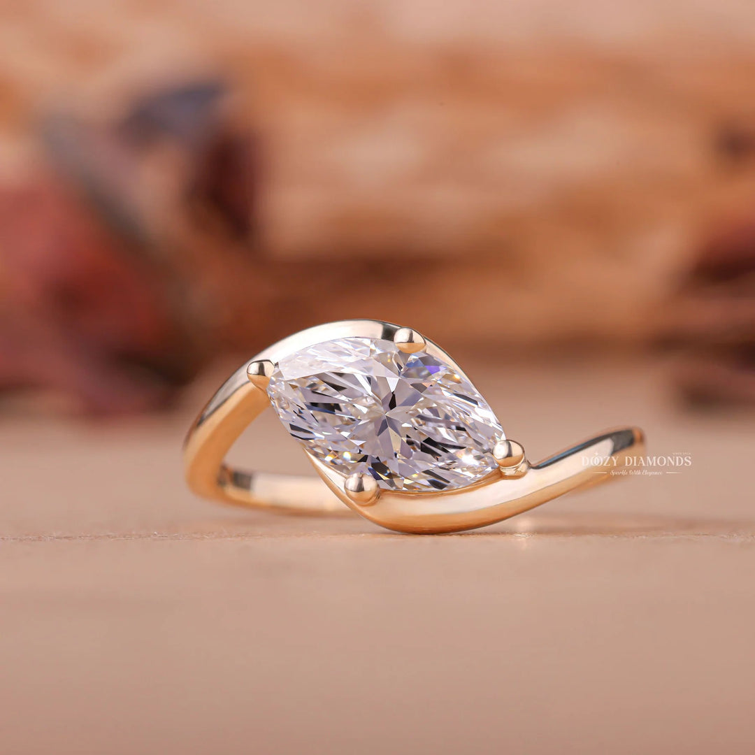 2.0CT-3.0CT East West Marquise E/VS1 Lab Grown Diamond Engagement Ring