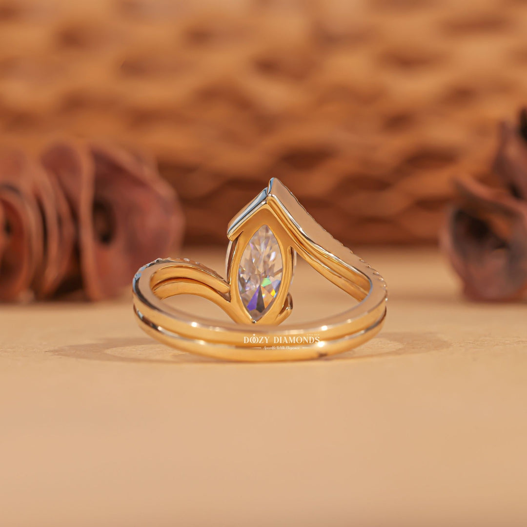 Marquise cut bridal set with curved band, Marquise cut bridal set with matching his and hers bands, Marquise cut bridal set with matching eternity band, Marquise cut bridal set with matching anniversary band