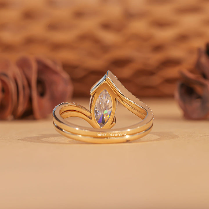 Marquise cut bridal set with curved band, Marquise cut bridal set with matching his and hers bands, Marquise cut bridal set with matching eternity band, Marquise cut bridal set with matching anniversary band