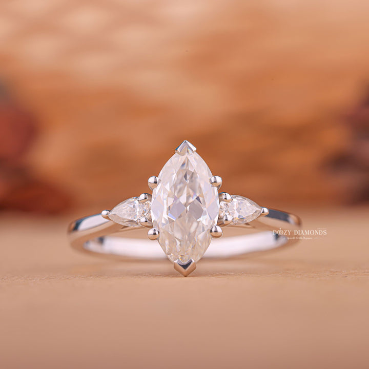 1.50CT marquise cut three stone engagement ring available to buy now