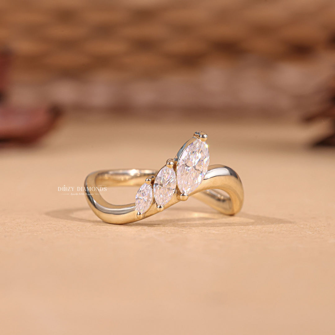 Marquise marquise diamond wedding band front view