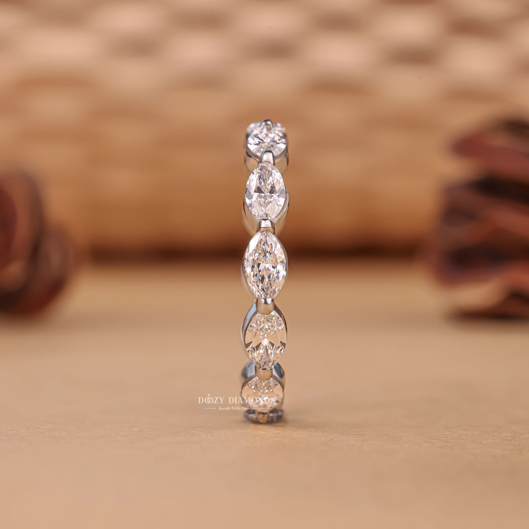 Eternity marquise diamond wedding band front view